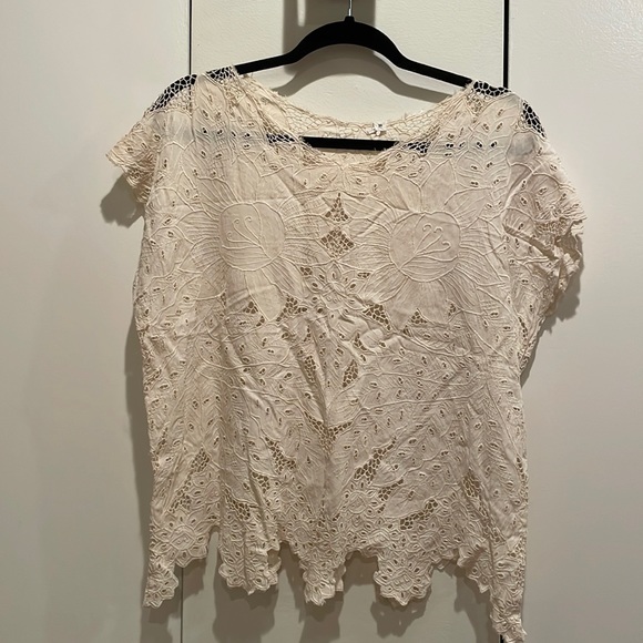 60's/70's Hand Embroidered Eyelet Pure Silk Blouse by Pearl main image 0
